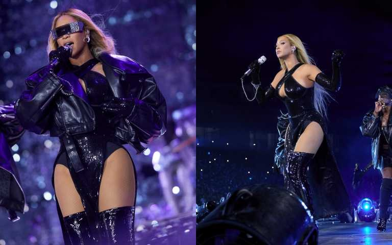 天后Beyoncé碧昂絲於堪薩斯城世界巡演最終場身著IVY PARK NOIR登上舞台。（圖／品牌提供）