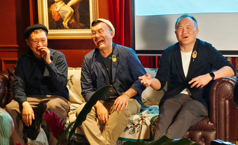 「Ken Kon Itteki Spirits」品牌共同創辦人Hugo(右起)、Kenneth、Kaiyu。(圖/魏妤靜攝)