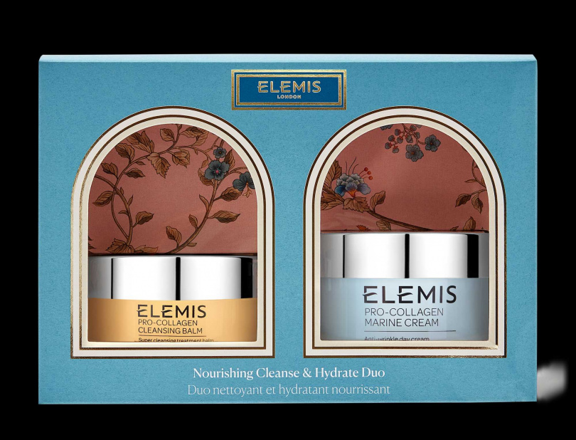 ELEMIS海洋膠原深層淨膚保濕組／3,500元 內含海洋膠原精油卸妝膏50g+海洋膠原緊緻精華乳霜50ml+ELEMIS淨膚卸妝巾。(圖／品牌提供)
