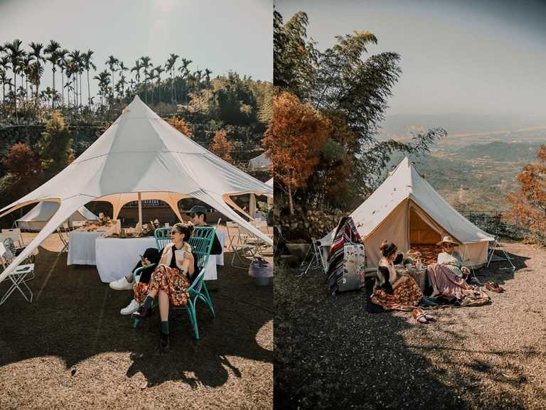 山思雲想地理優勢讓露營區擁有極佳觀景視野，可以輕鬆享受一整天日光雲彩的變化。