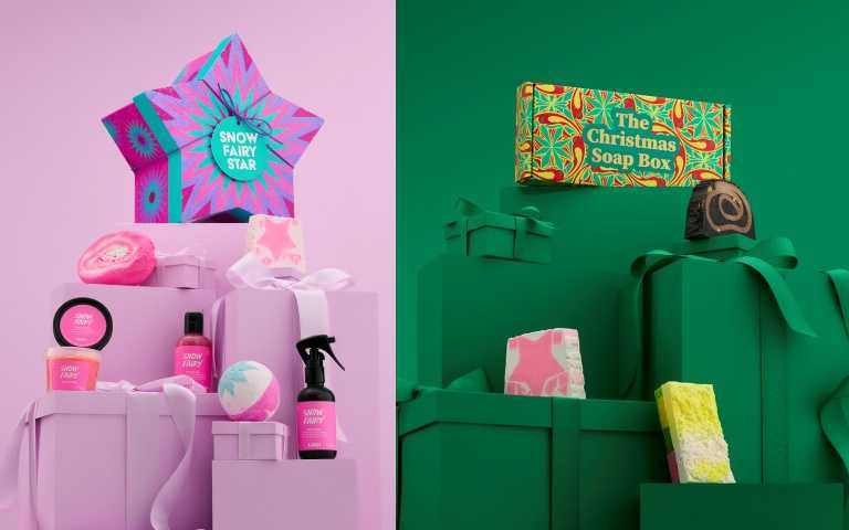 LUSH 雪天使星星禮盒／3,100元、LUSH 聖誕香氛皂禮盒（圖／品牌提供）