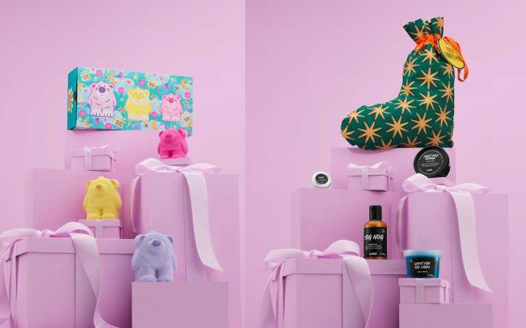 LUSH 小熊密友禮盒／800元、LUSH 溫馨聖誕禮盒／1,850元（圖／品牌提供）​
