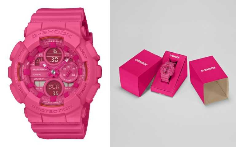 G-SHOCK 粉紅絲帶限定錶款桃粉色特殊包裝（圖／品牌提供）