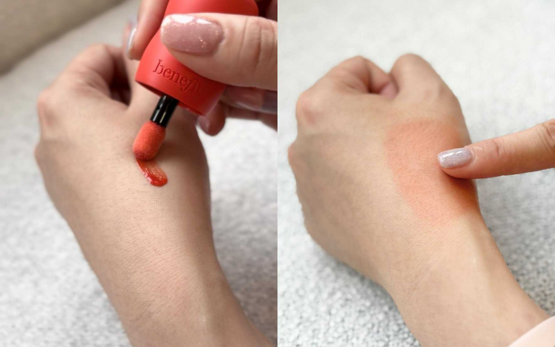 液轉霧的無水奶霜質地,妝效自然又服貼。(圖/吳雅鈴攝)