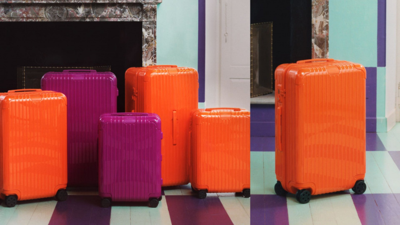 圖說：RIMOWA Essential系列Cabin Orange亮橙色與Magenta紫紅色行李箱 / 31,500元。RIMOWA Essential系列Check-In M Orange亮橙色行李箱 / 36,300元。RIMOWA Essential系列Check-In L Magenta紫紅色行李箱 / 39,400元。RIMOWA Essential系列Trunk Plus Orange亮橙色與Magenta紫紅色行李箱 / 49,900元。（圖／品牌提供）