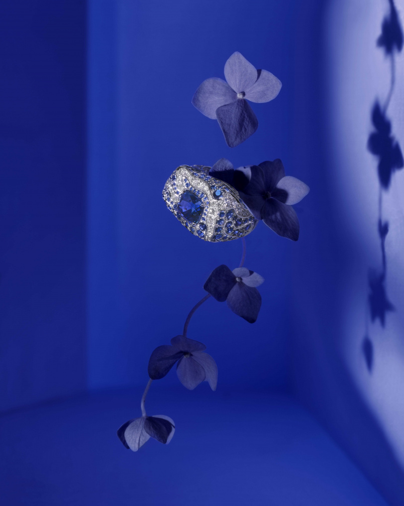 Mineralis 18K 白金藍寶石鑽石戒指／全球僅一件／價格未定（圖／品牌提供）