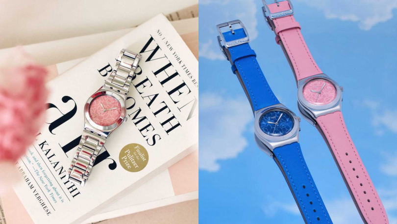 Swatch BLOSSOM TIME 系列 金屬錶帶款式/4,850元,皮革錶帶款式/4,150元(圖/品牌提供)