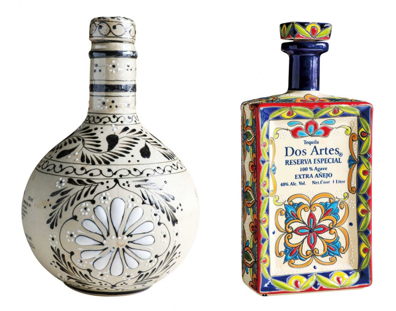 由於Tequila深受印加文化影響，許多酒廠推出色彩繽紛的陶瓷瓶身，極富藝術價值。（圖／馬景平攝）