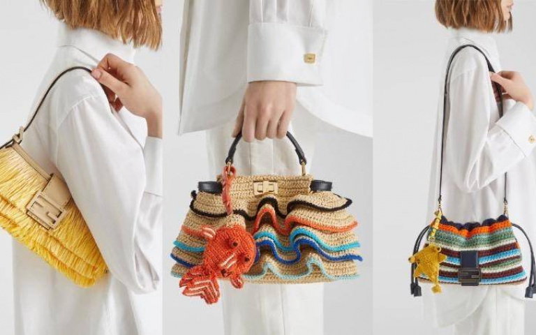 一背切換度假模式！FENDI「拉菲草包」加入荷葉邊、波浪條紋太夢幻　直接選擇障礙發作