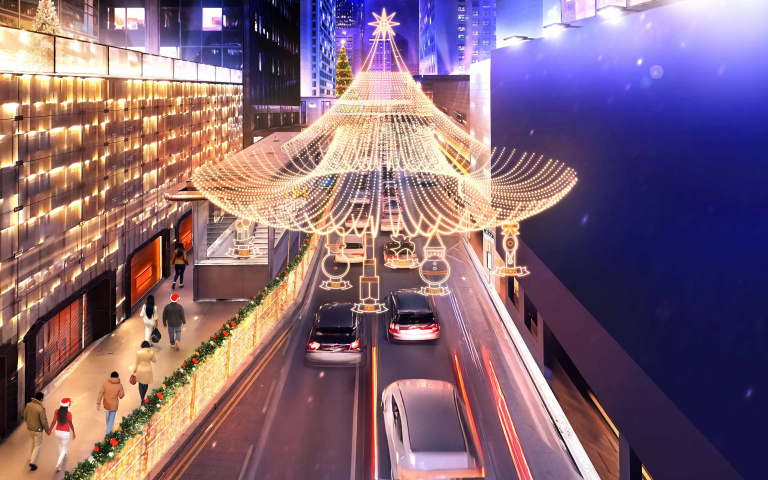 走進冬日童話！香港中環變身「聖誕天地」，光影與音樂打造浪漫夜景