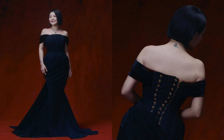 昨晚全場被她背影震撼！小S禮服細節今曝光 「媛」字刺青、骨灰項鍊⋯滿滿對大S的思念