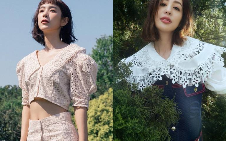 「蕾絲領襯衫」實在太可愛!溫貞菱、莫允雯穿起「蕾絲領襯衫」改當氣質乖乖女!
