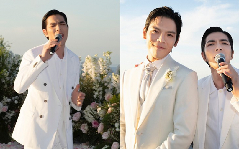 蕭敬騰預習當新郎　一身白帥帥義大利參加好友向佐、郭碧婷婚禮