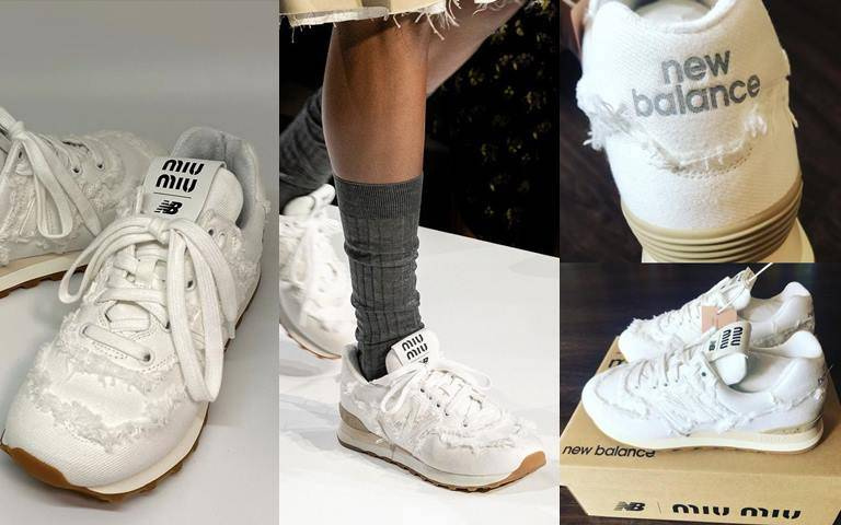 最狂球鞋聯名再一發！Miu Miu x New Balance 574白色運動鞋好看到太超過！不收會對不起自己的鞋櫃！