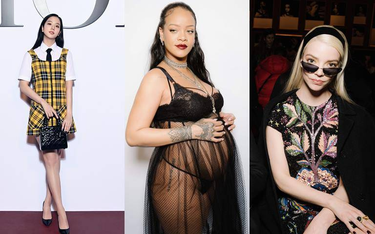 Dior 2022秋冬女裝大秀眾星雲集!Rihanna透明薄紗辣秀孕肚、Jisoo穿上格紋洋裝變身最搶鏡學生妹!