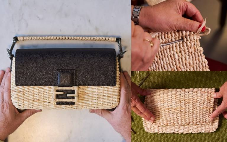 FENDI「hand in hand」合作案話題作品再+1！散發自然風情的原色麻繩FENDI Baguette，有著不一樣的清新時髦感！