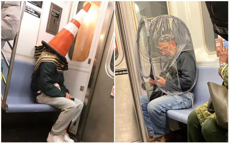 想說服他們戴口罩還真不容易,疫情之下的地鐵奇觀!