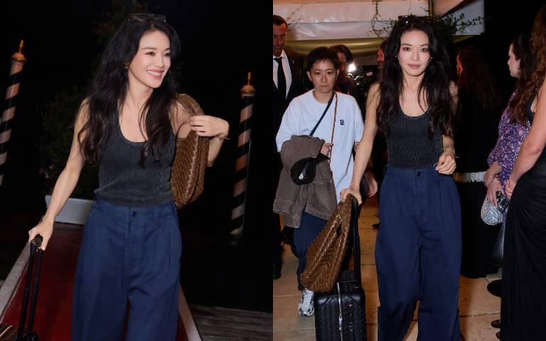 看不出快50歲、舒淇狀態超逆天！現身威尼斯街頭、背心＋寬褲鬆弛高級感拉滿、同款單品搜出來