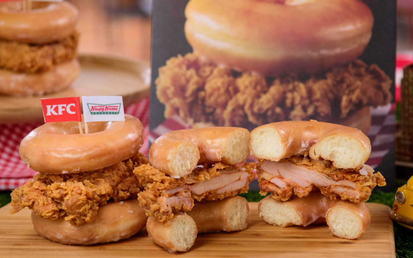 罪惡感加倍！美式甜甜圈夾咔啦雞腿　全台僅10間門市吃得到