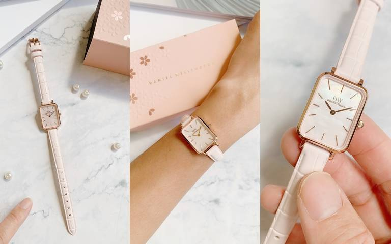 DW首款珍珠母貝腕錶太美！時髦玫瑰金錶框搭上優雅粉錶帶，好看到想要每天都戴著它出門！