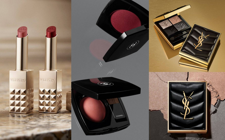 小紅書熱賣彩妝TOP3！「YSL時尚四色眼影盤」「香奈兒輕霧持色腮紅」「VALENTINO BEAUTY高訂鉚釘唇膏」實擦照也太美了吧！