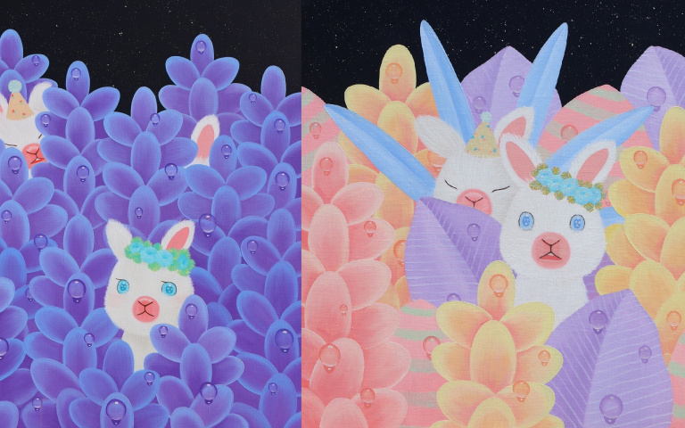 韓藝術家畫筆下夢幻小兔童趣登台　台畫家描摹最佳「萌友」毛小孩
