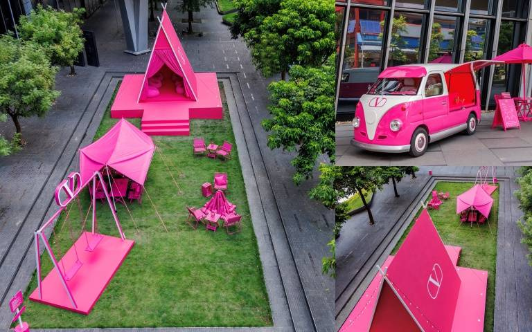 VALENTINO《V風粉夏PINK PP限定城市野營》，超PINK粉紅盪鞦韆、露營帳篷區、義式火龍果冰淇淋等你來打卡！