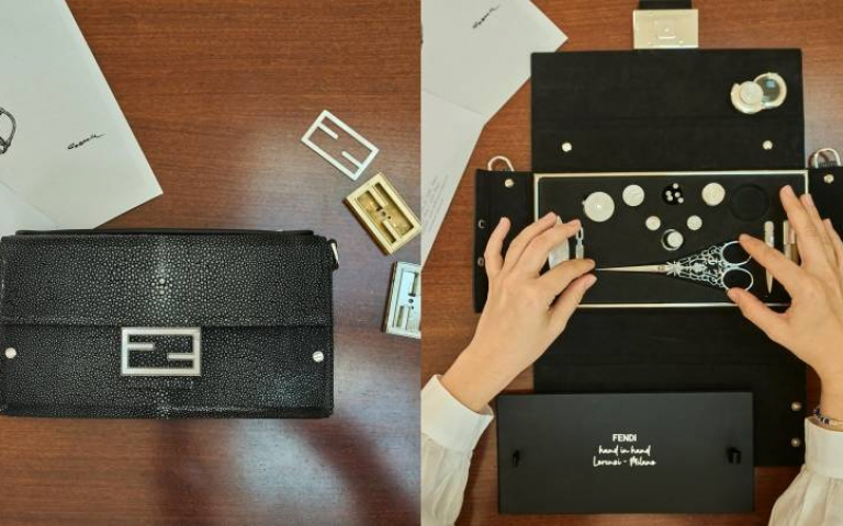 FENDI「hand in hand」攜手Lorenzi Milano工坊帶來你從未看過的FENDI Baguette！打開來竟然是藏有各式縫紉器材的「珍奇櫃」工具包！