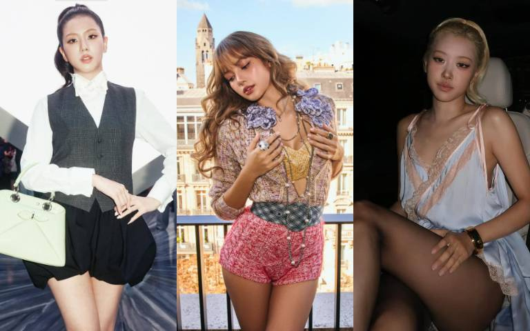 巴黎時裝周、女星比美戰場！Lisa大露深V美胸、Jisoo花苞裙配馬甲最辣學院風，Rosé性感睡衣配黑絲襪反差炸裂