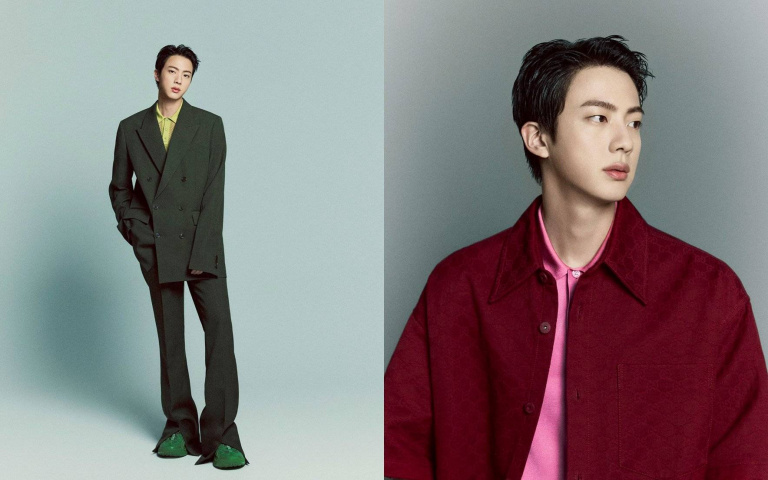 BTS Jin成為GUCCI全球品牌代言人！首發形象照穿寬版西服搭綠色運動鞋，也太時髦了吧！
