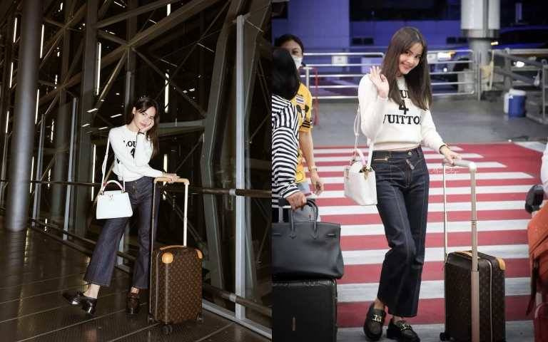 泰版《當男人戀愛時》女主角Yaya 被捕獲到在機場大玩LV行李箱，把它當旋轉木馬轉，本人也太自然可愛了！