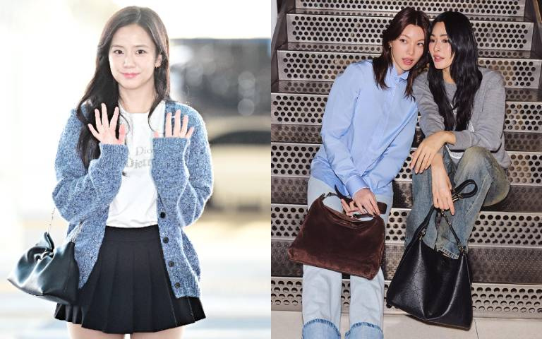 明星機場時尚、愛包成亮點！Jisoo蝴蝶結包可愛討喜，Orm&鄺玲玲曬恩愛、連包都揹同款