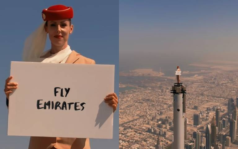 阿聯酋航空超狂!空姐站在169層樓高的「哈里發塔尖頂」拍廣告,光看就頭皮發麻!