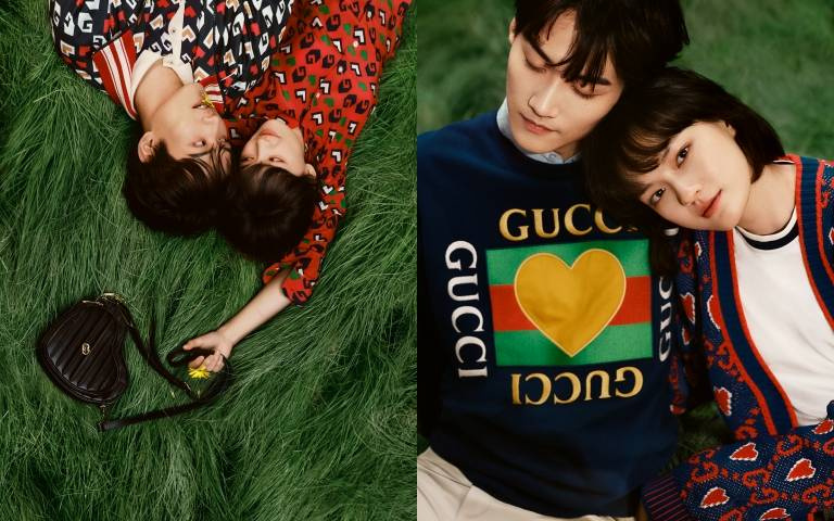 文淇、周柯宇同穿GUCCI拍攝情人節形象大片！「靠頭殺」姿勢連照片都飄出滿滿粉紅泡泡！