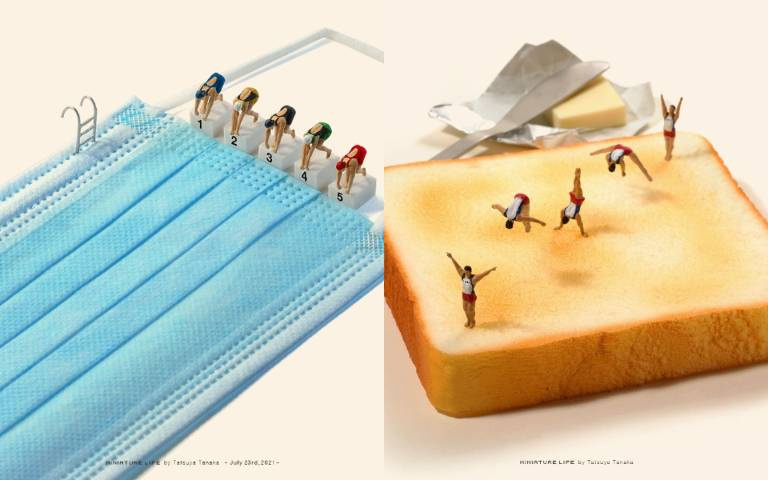 東京奧運「微型」戰場!田中達也用「冰淇淋」、「釘書針」打造出奧運系列作品!