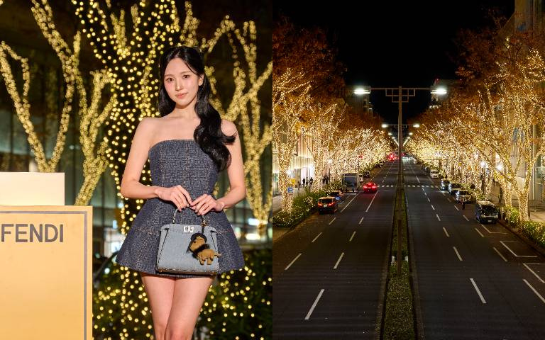 TWICE Mina一套牛仔迷你洋裝美炸全網、大秀性感鎖骨，連1公里表參道燈海都變背景！