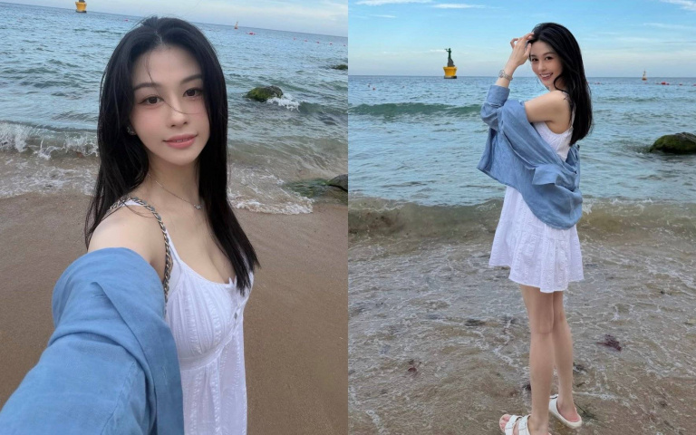 邱淑貞女兒25歲了！白洋裝海邊側拍「仙氣神似媽媽」，網驚：最美星二代