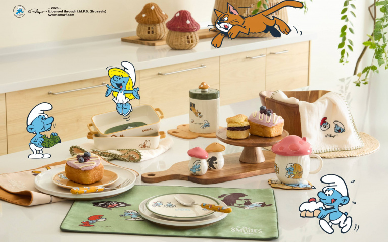 藍色小精靈住進你家！HOLA推聯名家居、蘑菇收納籃萌翻開搶