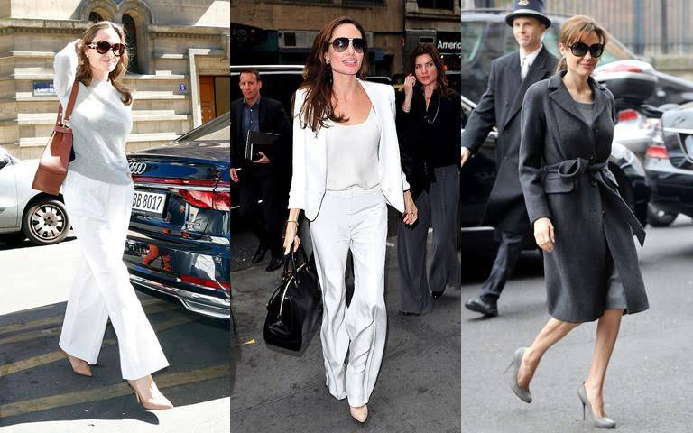 長大衣、白襯衫、托特包、寬版褲…安潔莉娜裘莉的私服穿搭公式,每個上班族都該認真學！
