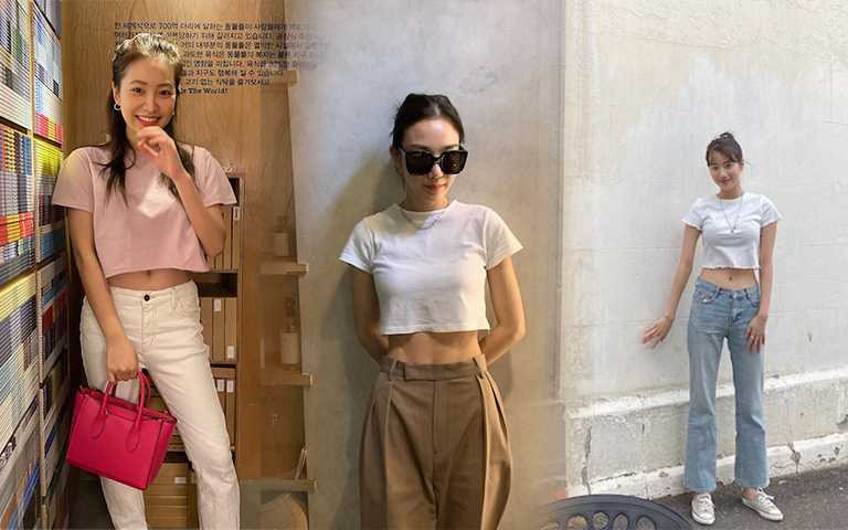 時髦的“炫腹”必備它，韓星最愛「小捲邊、英文字」短上衣