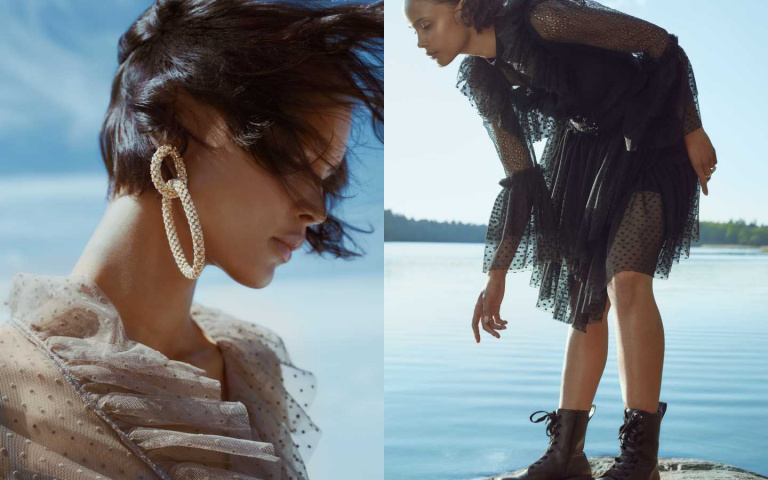 蘑菇灰蕾絲洋裝簡直太美！H&M攜手Sandra Mansour推出聯名系列