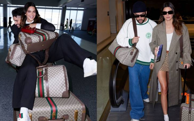 Kendall Jenner和男友Bad Bunny機場高調放閃！全身上下都是『GUCCI』行頭未免太好看！