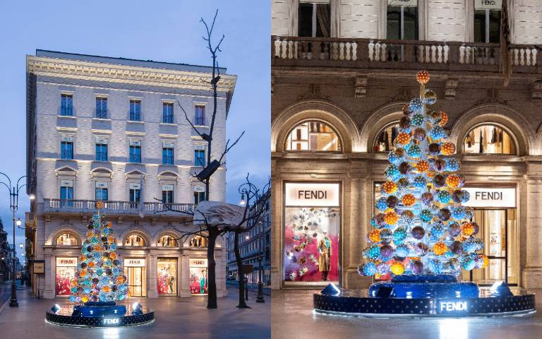 FENDI開啟2025最仙節慶場景！奇幻蛾翼櫥窗＋未來感節慶樹，美到讓人想飛去羅馬打卡