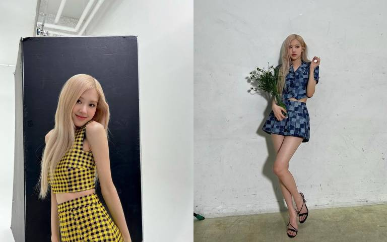 方格圖案太流行!BLACKPINK ROSE多變穿出不同方格STYLE穿搭,原來方格圖案也能這麼性感!