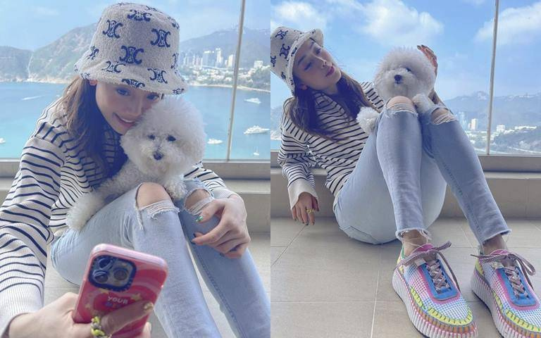 容祖兒曬狗狗照片不忘秀行頭!CELINE漁夫帽、Chloe運動鞋,連小配件都大有來頭!