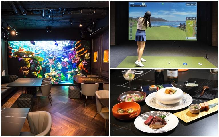 吃飯兼打小白球!新開幕超酷餐酒館 引進老虎伍茲代言頂級「高爾夫模擬機」