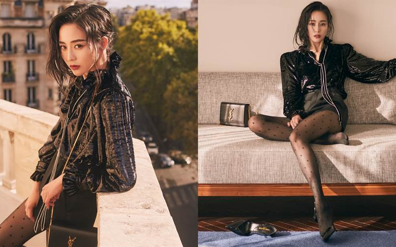 張鈞甯巴黎街拍換上聖羅蘭 黑絲造型性感程度破表