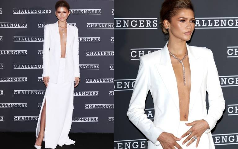 千黛亞外套裡什麼都沒穿！只戴寶格麗鑽石項鍊霸氣上場　完全不擔心會走光！