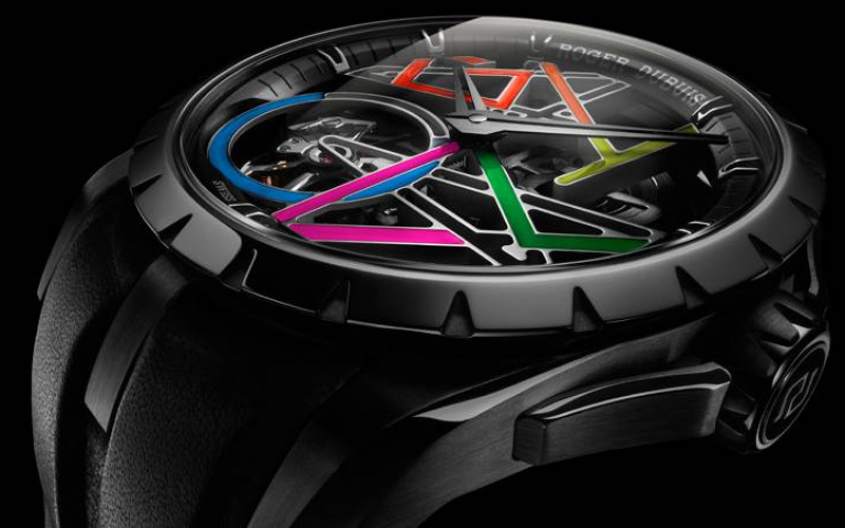 顛覆常規未來時計!Roger Dubuis聯手法國塗鴉藝術家,一「線」呵成螢光亮彩懸浮錶盤