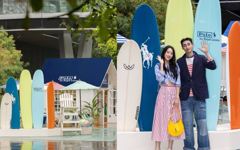 李沐、章廣辰現身Polo Ralph Lauren夏日限定紐約漢普頓海灘快閃裝置，章廣辰說自己：年紀越大越愛彩色，李沐不回應乾笑中！